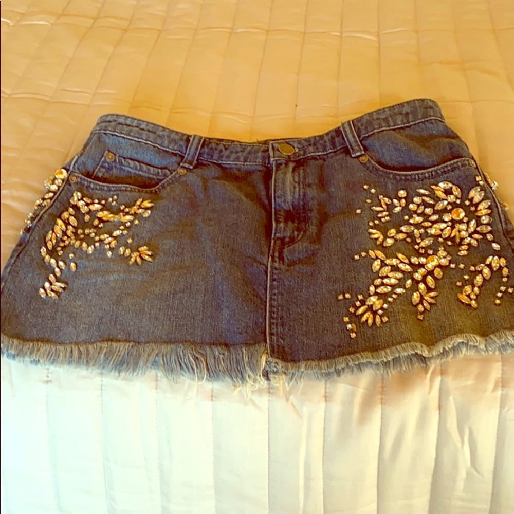 Free People jeweled denim mini skirt
